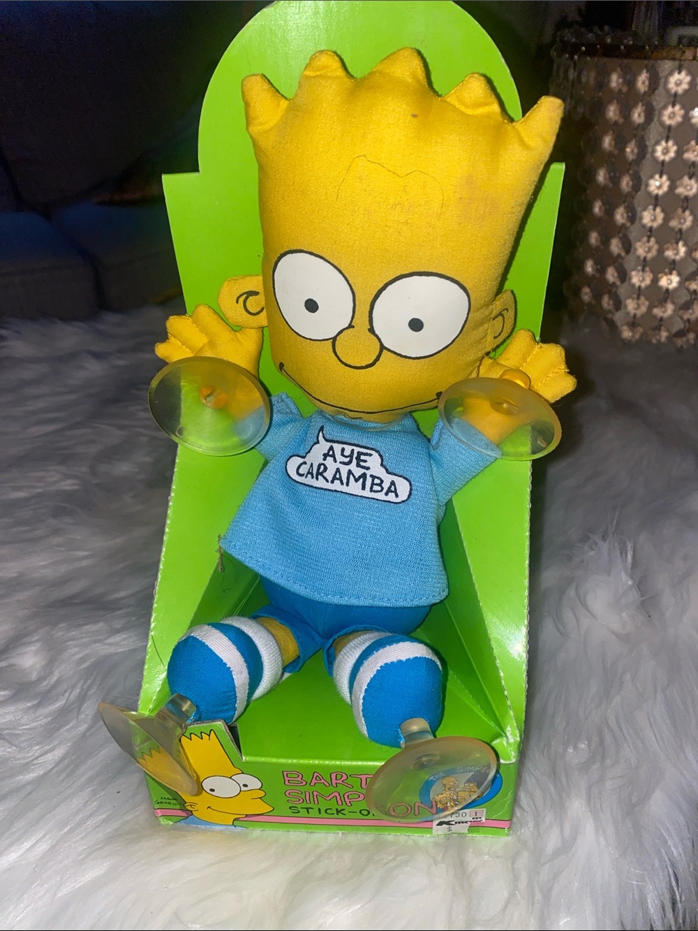 Bart Plush Toy - Vintage 1990- Deadstock-Yellow/Blue - Aye Caramba Stick doll